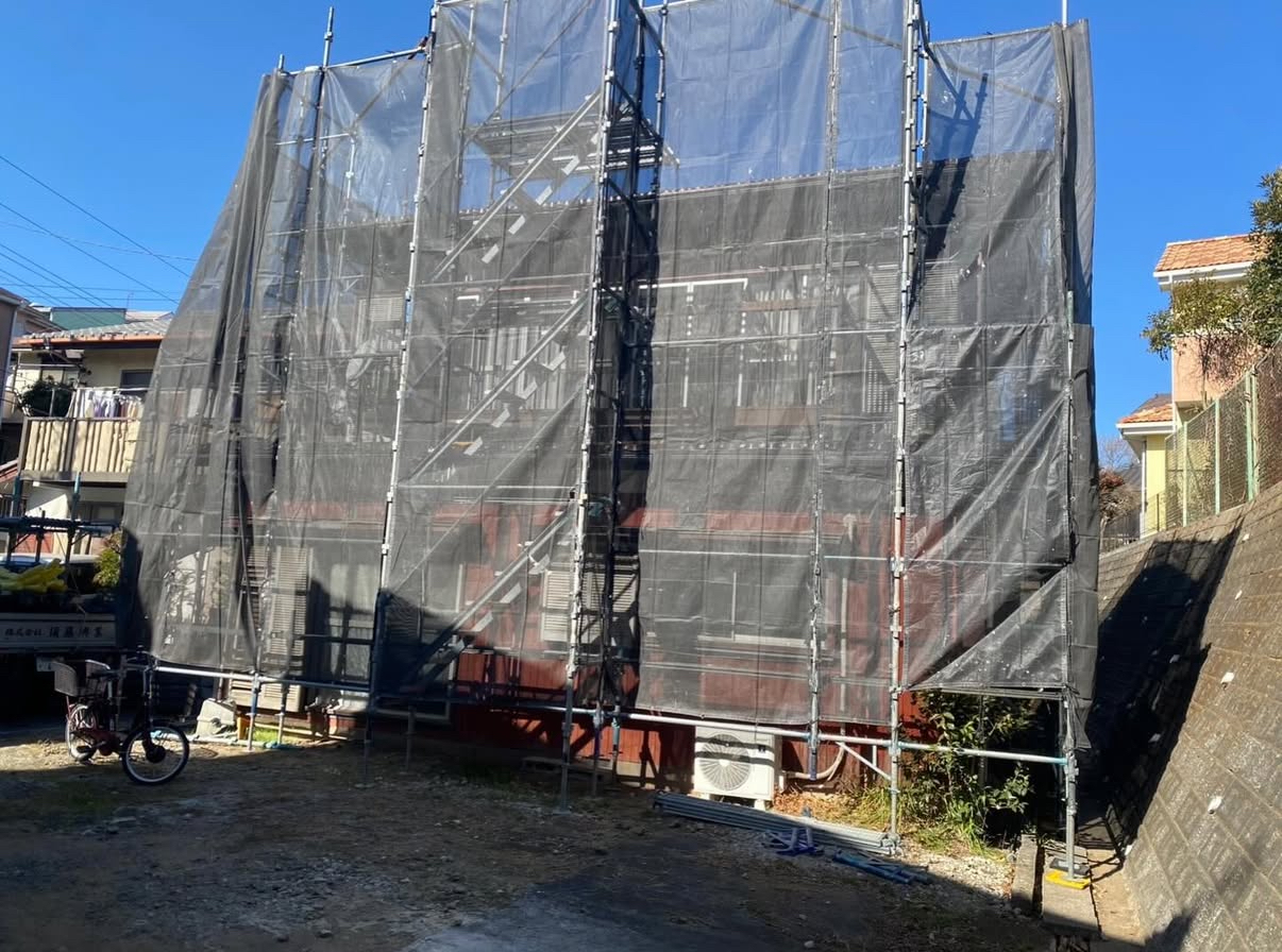 船橋市　飯山満　I様宅　外壁塗装・付帯部塗装　着工です！