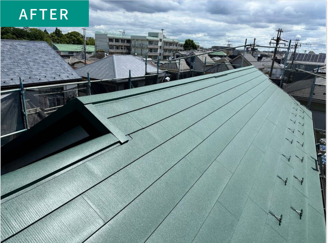 船橋市新高根のノンアスベスト屋根カバー工法の施工事例