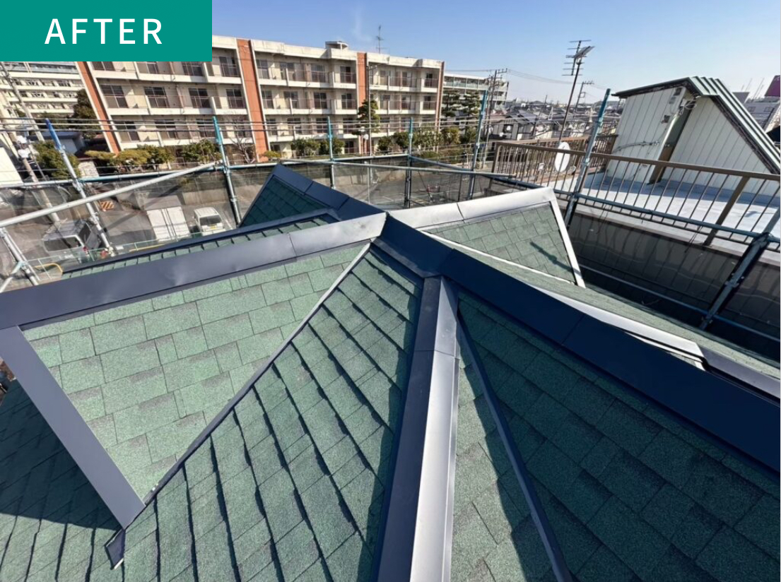 船橋市高根台のアスファルトシングル屋根カバー工法の施工事例