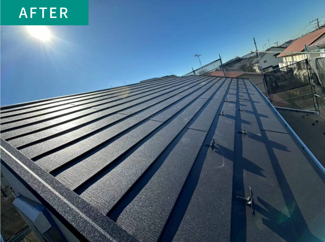 船橋市三山のスーパーガルテクト屋根カバー工法の施工事例