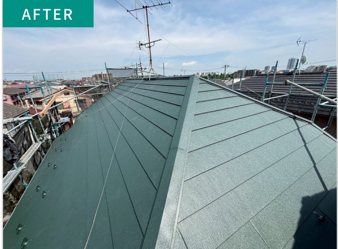 船橋市駿河台のグリシェイドNEO屋根カバー工法の施工事例