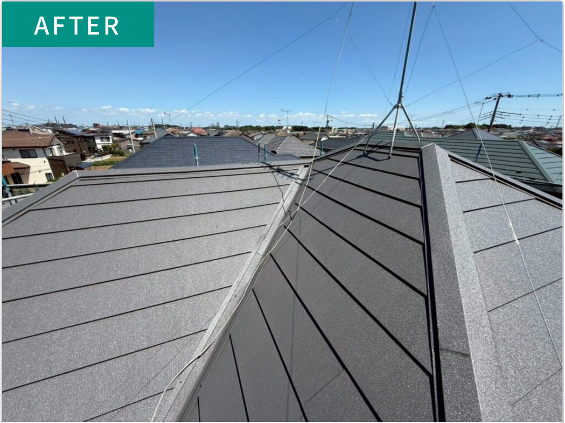 船橋市大穴のパミール屋根カバー工法の施工事例